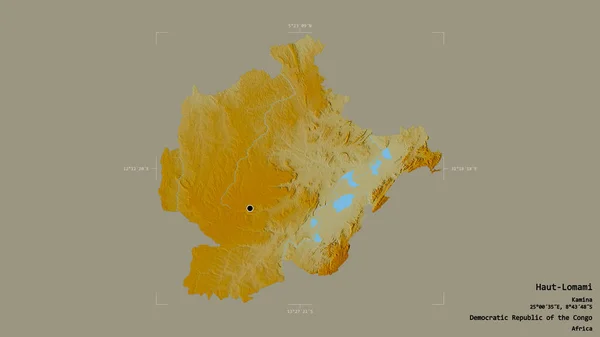 コンゴの民主共和国の州のHaut Lomamiの地域は 洗練された境界ボックス内の強固な背景に隔離されています ラベル 地形図 3Dレンダリング — ストック写真