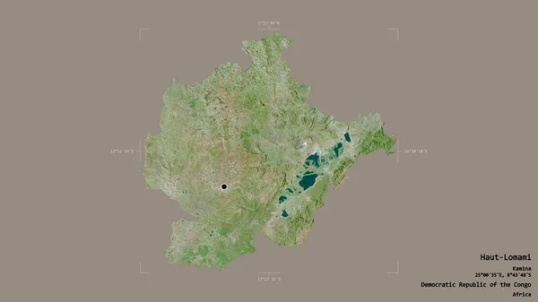 在刚果民主共和国的上洛迈省的一个地区 在一个地理参照框的坚实背景下被隔离 卫星图像 3D渲染 — 图库照片