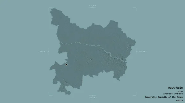 刚果民主共和国上韦莱省的一个地区 在一个地理参照框的坚实背景下被隔离 彩色高程图 3D渲染 — 图库照片