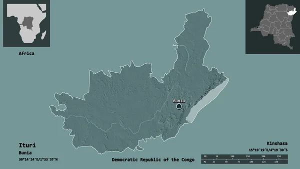 Форма Ітурі Провінція Демократична Республіка Конго Столиця Масштаб Відстаней Превью — стокове фото