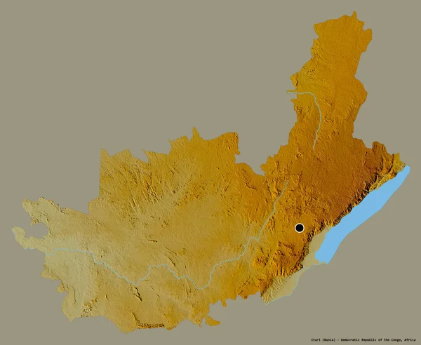 Kształt Ituri Prowincji Demokratycznej Republiki Konga Jego Kapitału Izolowane Solidnym — Zdjęcie stockowe