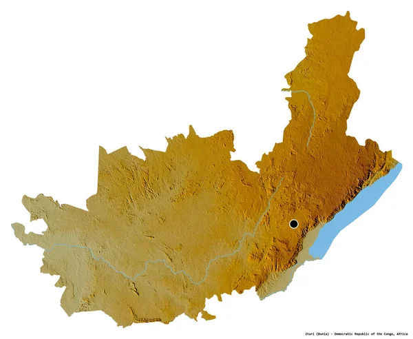 Kształt Ituri Prowincji Demokratycznej Republiki Konga Stolicą Odizolowaną Białym Tle — Zdjęcie stockowe
