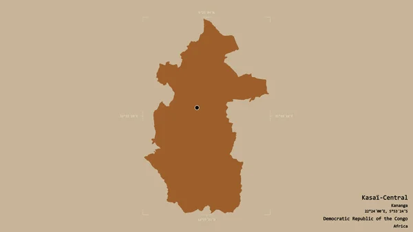 刚果民主共和国卡赛中部地区 在一个地理参照框的坚实背景下被隔离 图形纹理的组成 3D渲染 — 图库照片