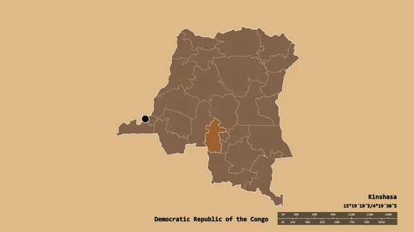 Forma Dessaturada República Democrática Congo Com Sua Capital Principal Divisão — Fotografia de Stock