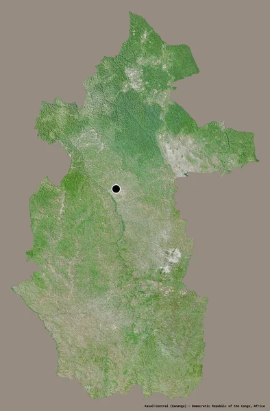 刚果民主共和国卡赛中部省的形状 其首都用纯色背景隔开 卫星图像 3D渲染 — 图库照片