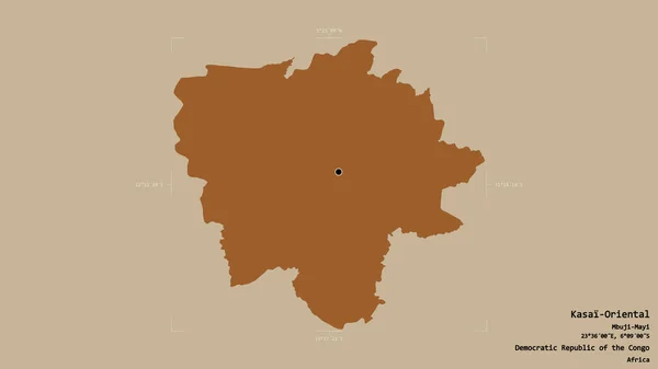 刚果民主共和国东开赛省的一个地区 在一个地理参照框的坚实背景下被隔离 图形纹理的组成 3D渲染 — 图库照片