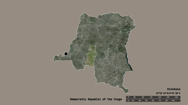 Desaturated Shape Democratic Republic Congo Its Capital Main Regional Division — Stock Photo, Image