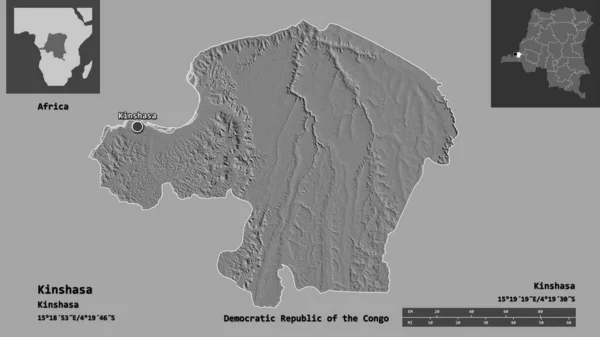 Bentuknya Kinshasa Provinsi Republik Demokratik Kongo Dan Ibukotanya Skala Jarak — Stok Foto