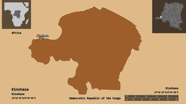 Forma Kinshasa Província República Democrática Congo Sua Capital Escala Distância — Fotografia de Stock