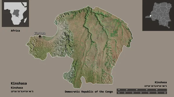 Kinşasa Nın Şekli Demokratik Kongo Cumhuriyeti Ili Başkenti Uzaklık Ölçeği — Stok fotoğraf