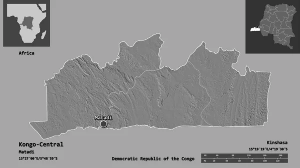 Форма Конго Центральный Провинция Демократической Республики Конго Столица Шкала Расстояний — стоковое фото