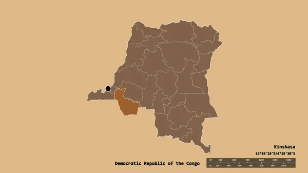 Forma Desnaturalizada República Democrática Del Congo Con Capital División Regional — Foto de Stock