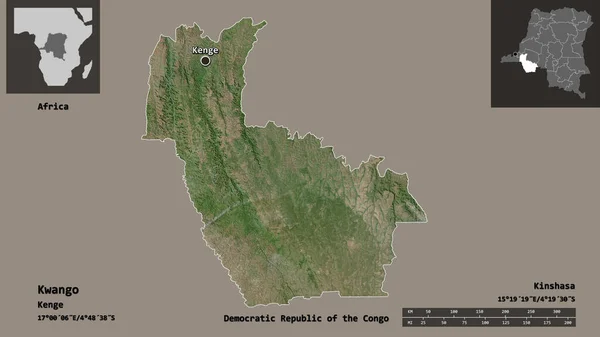 Shape Kwango Province Democratic Republic Congo Its Capital Distance Scale — Stock Photo, Image