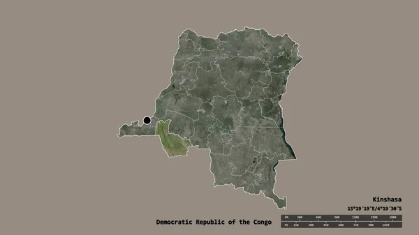 Desaturerad Form Demokratiska Republiken Kongo Med Dess Huvudstad Huvudsakliga Regionala — Stockfoto