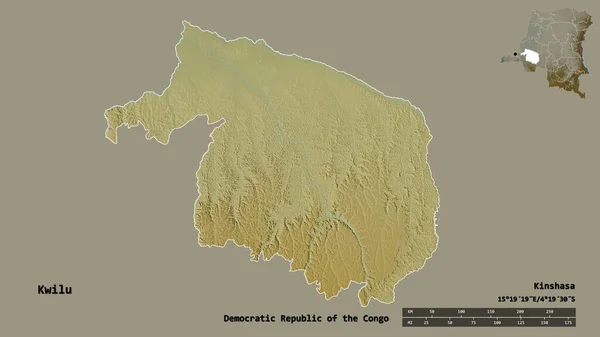 Form Kwilu Provinsen Demokratiska Republiken Kongo Med Huvudstaden Isolerad Solid — Stockfoto