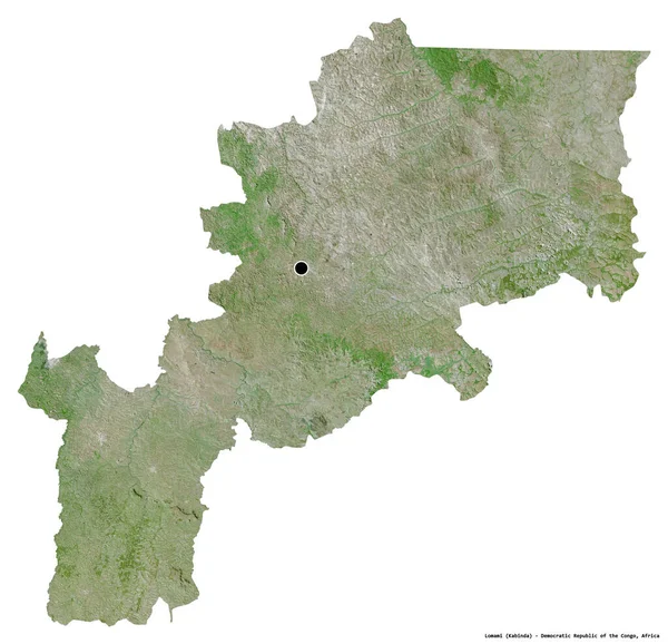 コンゴ民主共和国のロマミ州の形で その首都は白い背景に孤立しています 衛星画像 3Dレンダリング — ストック写真