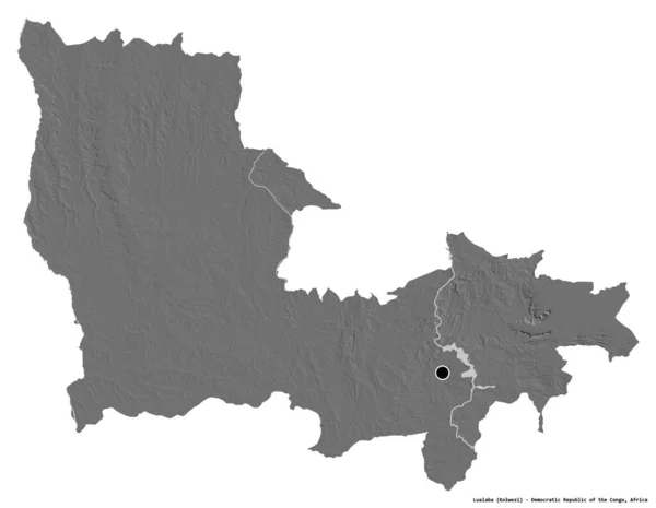 Form Lualaba Provinsen Demokratiska Republiken Kongo Med Huvudstaden Isolerad Vit — Stockfoto