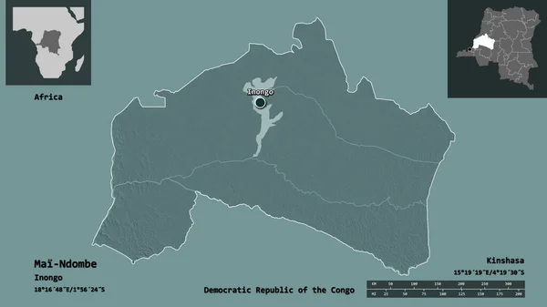 Форма Май Ндомбе Провінція Демократична Республіка Конго Столиця Масштаб Відстаней — стокове фото