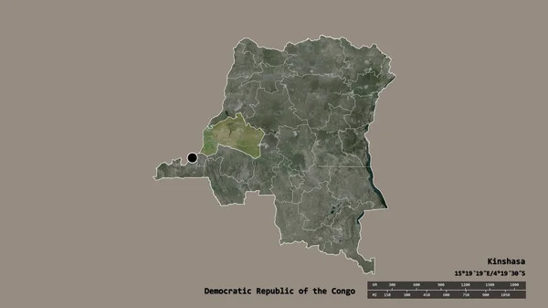 Desaturated Shape Democratic Republic Congo Its Capital Main Regional Division — Stock Photo, Image