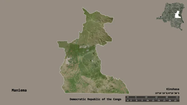 Shape Maniema Province Democratic Republic Congo Its Capital Isolated Solid — Stock Photo, Image