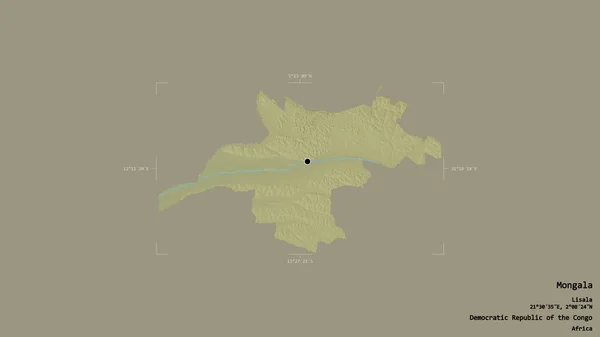 Obszar Mongali Prowincja Demokratycznej Republiki Konga Odizolowany Solidnym Tle Georeferencyjnej — Zdjęcie stockowe