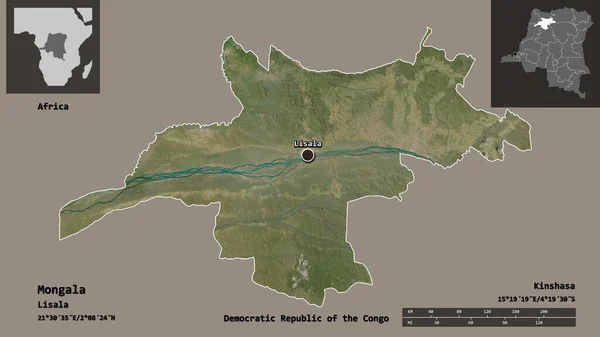 Shape Mongala Province Democratic Republic Congo Its Capital Distance Scale — Stock Photo, Image