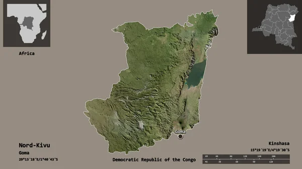 Shape Nord Kivu Province Democratic Republic Congo Its Capital Distance — Stock Photo, Image