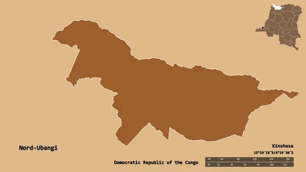 Form Nord Ubangi Provinsen Demokratiska Republiken Kongo Med Huvudstaden Isolerad — Stockfoto