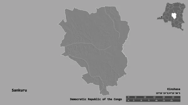 Shape Sankuru Province Democratic Republic Congo Its Capital Isolated Solid — Stock Photo, Image