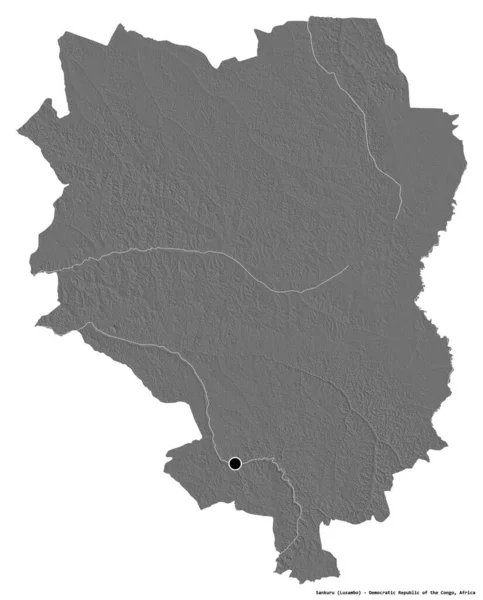 Form Sankuru Provinsen Demokratiska Republiken Kongo Med Huvudstaden Isolerad Vit — Stockfoto