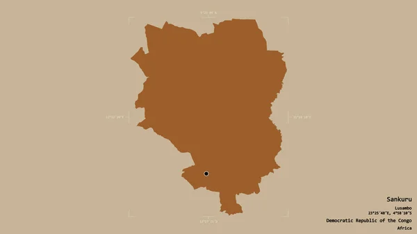 刚果民主共和国桑库鲁地区 在一个地理参照框的坚实背景下被隔离 图形纹理的组成 3D渲染 — 图库照片
