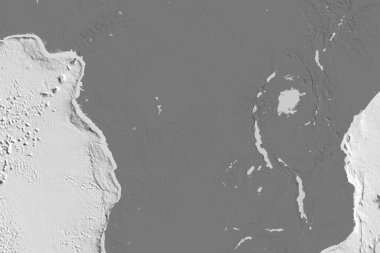 Demokratik Kongo Cumhuriyeti 'nin genişletilmiş bölgesi. Çift seviyeli yükseklik haritası. 3B görüntüleme