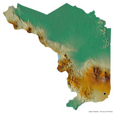 Kosta Rika 'nın başkenti Alajuela' nın beyaz arka planda izole edilmiş hali. Topografik yardım haritası. 3B görüntüleme