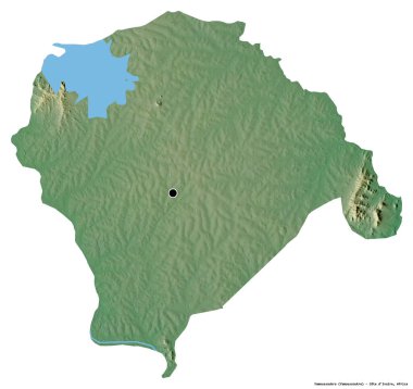 Cote d 'Ivoire' nin özerk bölgesi Yamoussoukro 'nun beyaz arka planda bulunan başkenti. Topografik yardım haritası. 3B görüntüleme
