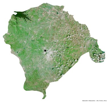 Cote d 'Ivoire' nin özerk bölgesi Yamoussoukro 'nun beyaz arka planda bulunan başkenti. Uydu görüntüleri. 3B görüntüleme