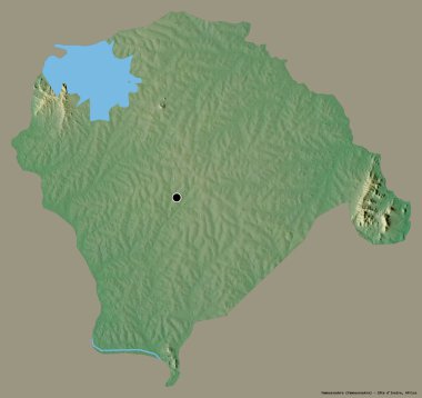 Cote d 'Ivoire' nin özerk bölgesi Yamoussoukro 'nun şekli, başkenti katı bir renk arkaplanı ile izole edilmiştir. Topografik yardım haritası. 3B görüntüleme
