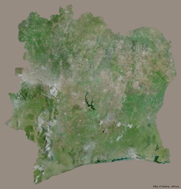 Cote d 'Ivoire' un sermayesi katı renk arkaplanı ile izole edilmiş hali. Uydu görüntüleri. 3B görüntüleme