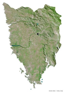 Hırvatistan 'ın Istarska ilçesinin başkenti beyaz arka planda izole edilmiştir. Uydu görüntüleri. 3B görüntüleme