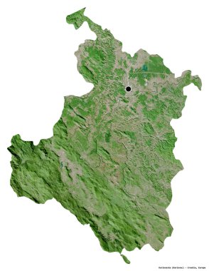 Hırvatistan 'ın Karlovacka ilçesinin başkenti beyaz arka planda izole edilmiştir. Uydu görüntüleri. 3B görüntüleme