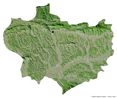 Hırvatistan 'ın başkenti Krapinsko-Zagorska' nın beyaz arka planda bulunan şekli. Uydu görüntüleri. 3B görüntüleme