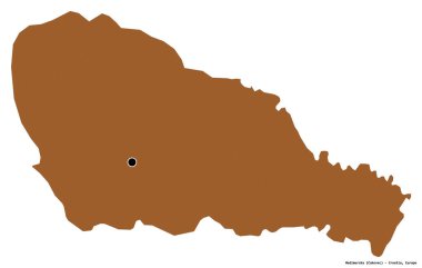 Hırvatistan 'ın Medimurska ilçesinin başkenti beyaz arka planda izole edilmiştir. Desenli dokuların bileşimi. 3B görüntüleme