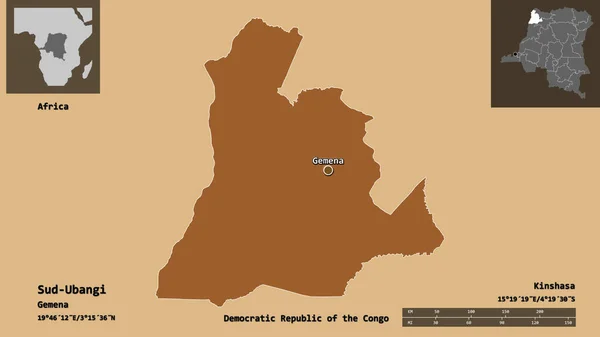 Forma Sud Ubangi Província República Democrática Congo Sua Capital Escala — Fotografia de Stock