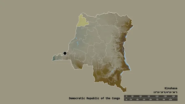 Обесцвеченная Форма Демократической Республики Конго Столицей Главным Региональным Делением Отделенной — стоковое фото