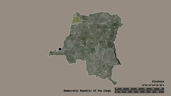 Forme Désaturée République Démocratique Congo Avec Capitale Principale Division Régionale — Photo