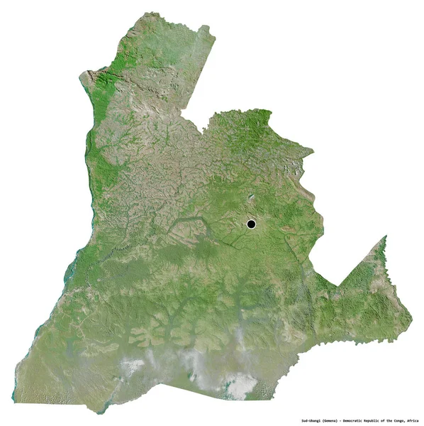 コンゴ民主共和国の州であるスド ウバンギの形で その首都は白い背景に孤立している 衛星画像 3Dレンダリング — ストック写真