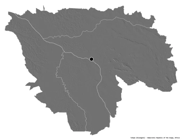 Form Tshopo Provinsen Demokratiska Republiken Kongo Med Huvudstaden Isolerad Vit — Stockfoto