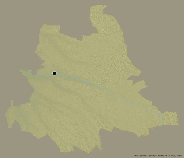 刚果民主共和国Tshuapa省的形状 其首都用纯色背景隔开 地形浮雕图 3D渲染 — 图库照片