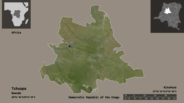 Форма Тшуапа Провінція Демократична Республіка Конго Столиця Масштаб Відстаней Превью — стокове фото