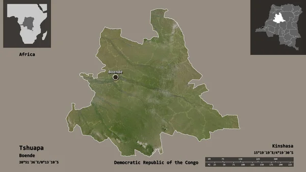 Form Tshuapa Provinsen Demokratiska Republiken Kongo Och Dess Huvudstad Avståndsskala — Stockfoto