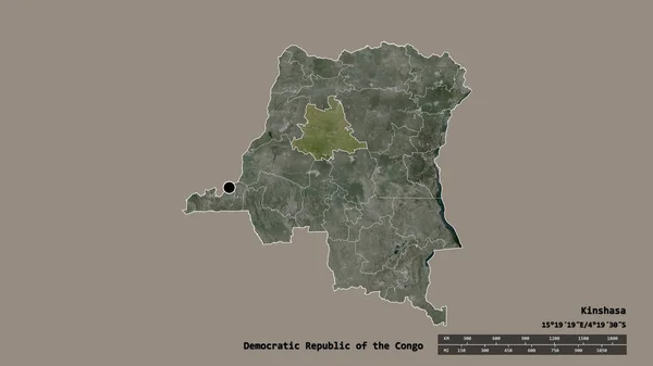 Desaturated Shape Democratic Republic Congo Its Capital Main Regional Division — Stock Photo, Image
